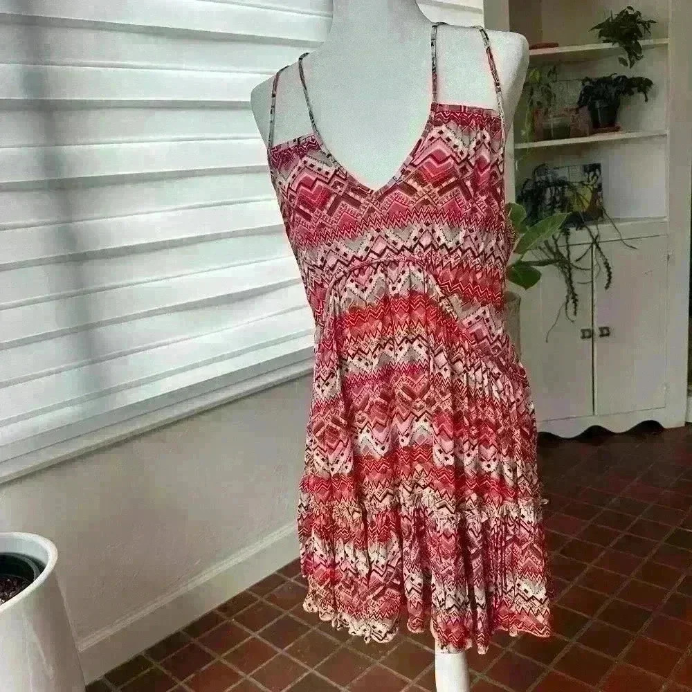 Umgee Bohemian Strappy  Mini Dress Women's Size Small - Summer Lightweight Multi